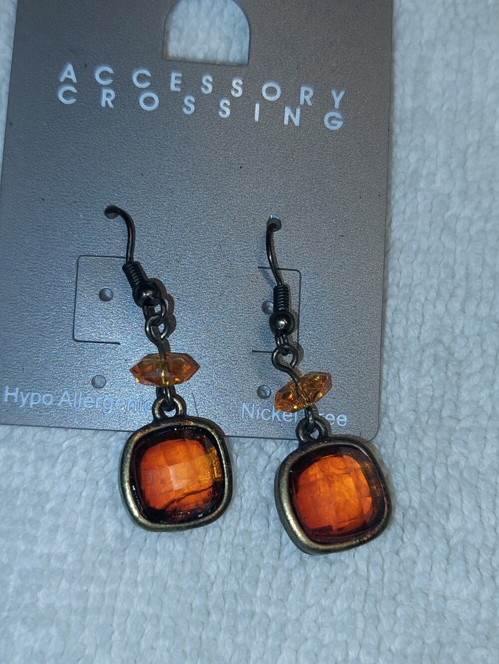 Amber Glass Drop Earrings - Hypoallergenic